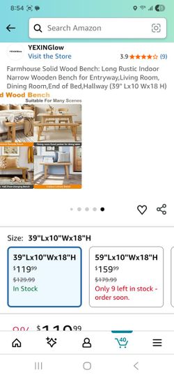 Farmhouse Solid Wood Bench