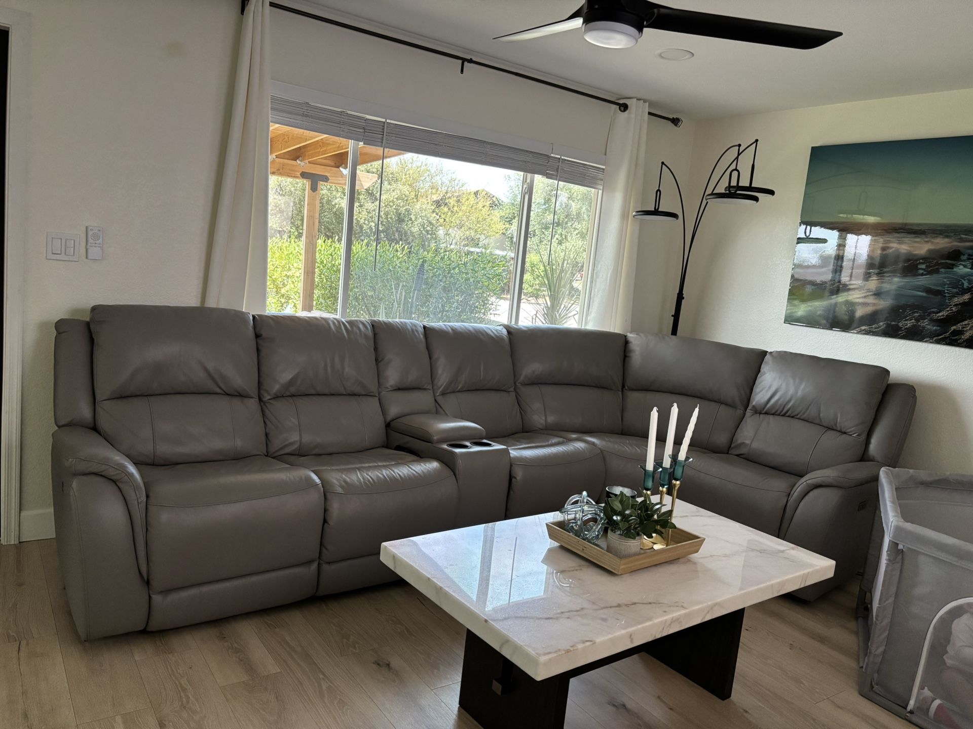 Grey Leather Couch