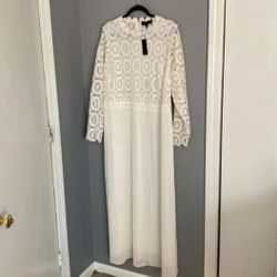New With Tags Plus Size Eloquii White Lace Maxi Dress 
