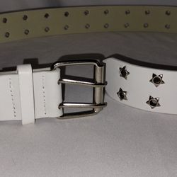 38" Long White With Silver Accent Buckle