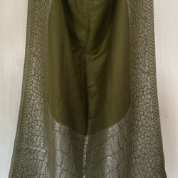 Olive Green Cashmere Wrap with Tassels