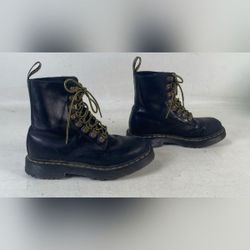 Dr. Martens Pascal Sherpa Fleece Lined Black Leather Combat Boots Men 6 Women 7