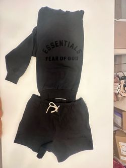 Essentials, fear of God, hoodie, and short set