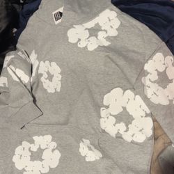 Denim Hoodie Size L Grey 