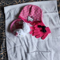 Hello Kitty Hat/gloves  Ear Muff Set
