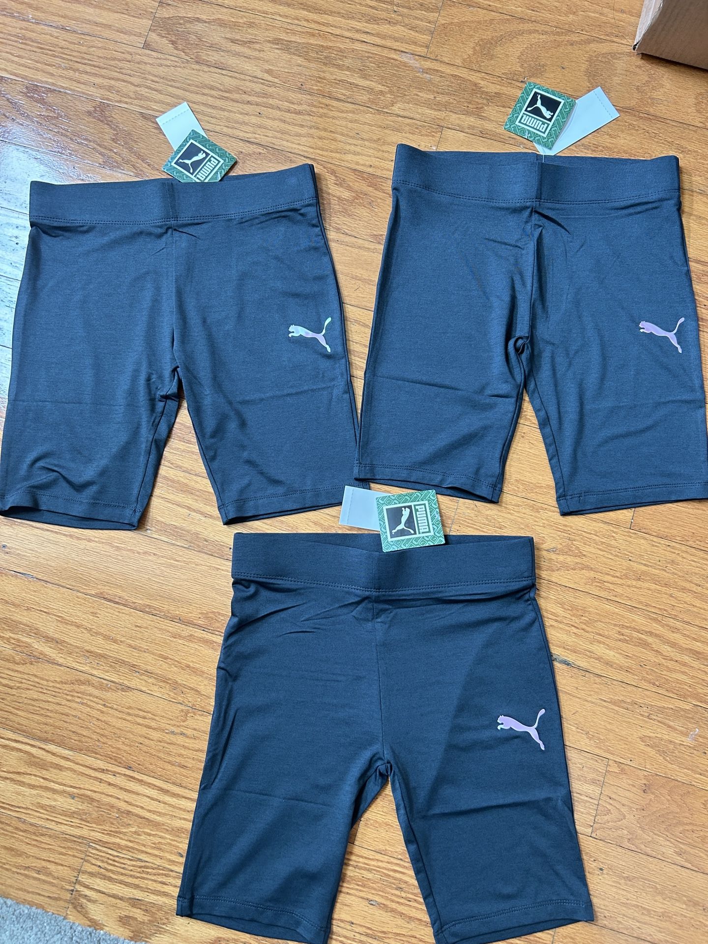 NWT Puma girls Black Biker Shorts 3 pack size L 12/14 yrs