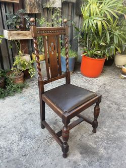 Vintage Antique Barley Twist Side / Dining / Accent Oak Chair