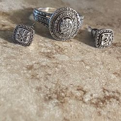 Diamond Ring And Diamond Earrings 