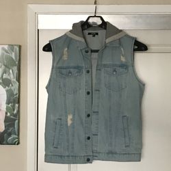 Men's denim vest hoodie
