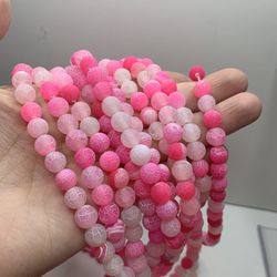 FrostedAgate Pink 8mm Beads(1 strand 15”-16”)