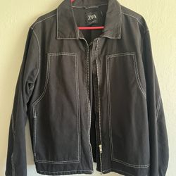 Double Stitched Jean Jacket Sz-xl Fits Small 