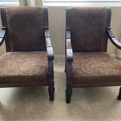 Pair Of Wooden Arm Chairs