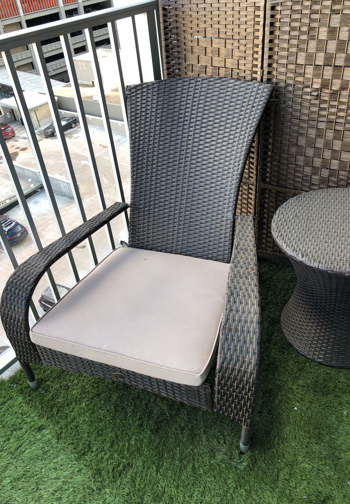 Outdoor Wicker Chair x2 and Wicker Table