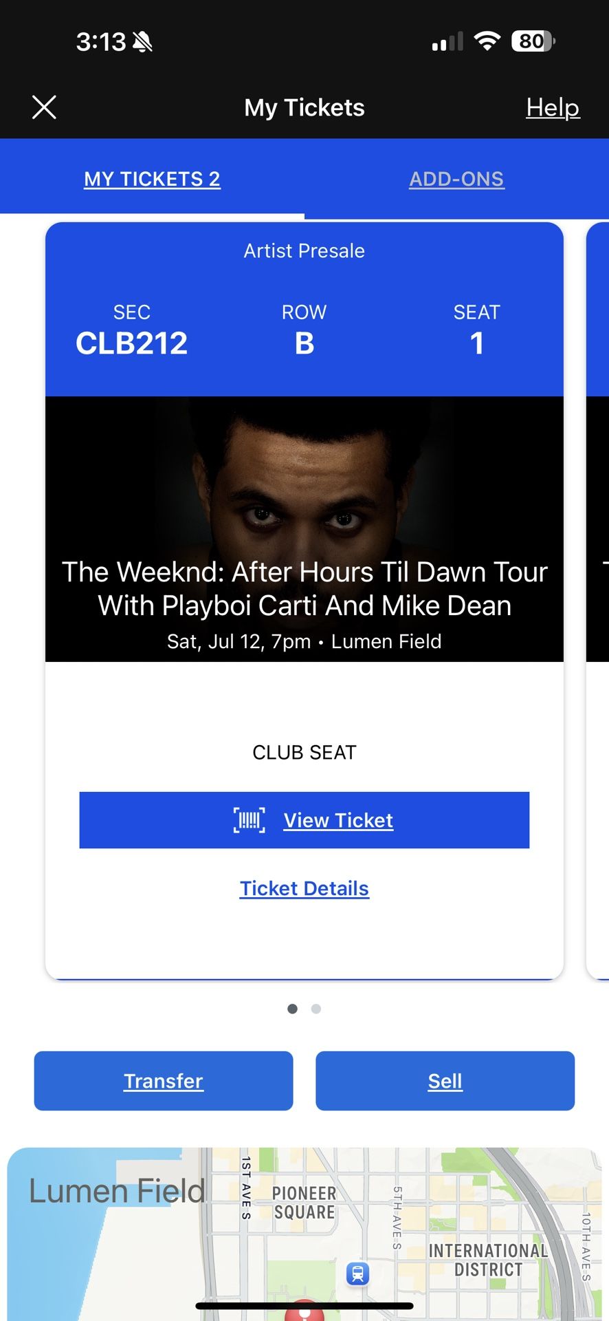 Club Level 2 Tickets The Weeknd Seattle
