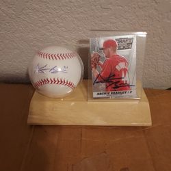 ARCHIE BRADLEY  AUTOGRAPH  BASEBALL  AND  CARD