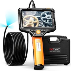 Triple Lens Endoscope Inspection Camera,16.4FT Industrial Borescope with 10 LED Lights,IP67 Waterproof,Flexible Snake Probe for Checking Engine Sewer