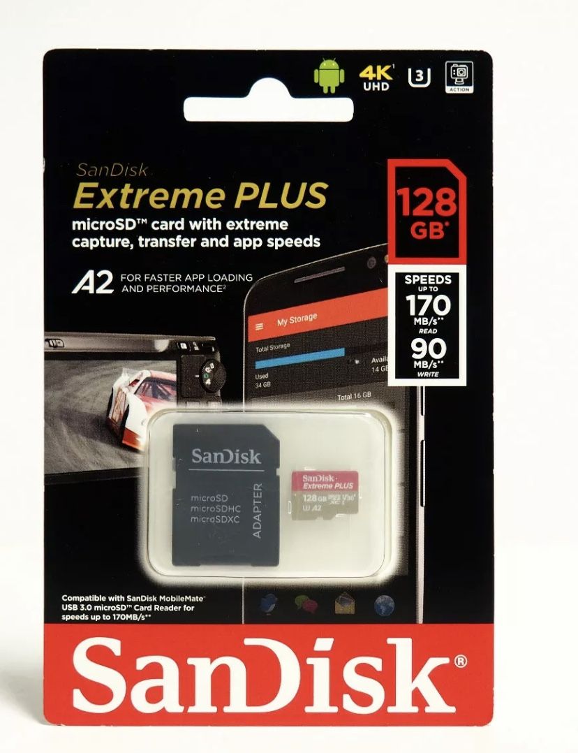 SanDisk - Extreme PLUS 128GB microSDXC UHS-I Memory Card