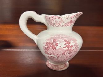 Red Transferware Ceramic Pitcher