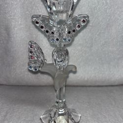 Lenox Full Lead Crystal Butterfly Candlestick Holder Made in Germany 8”