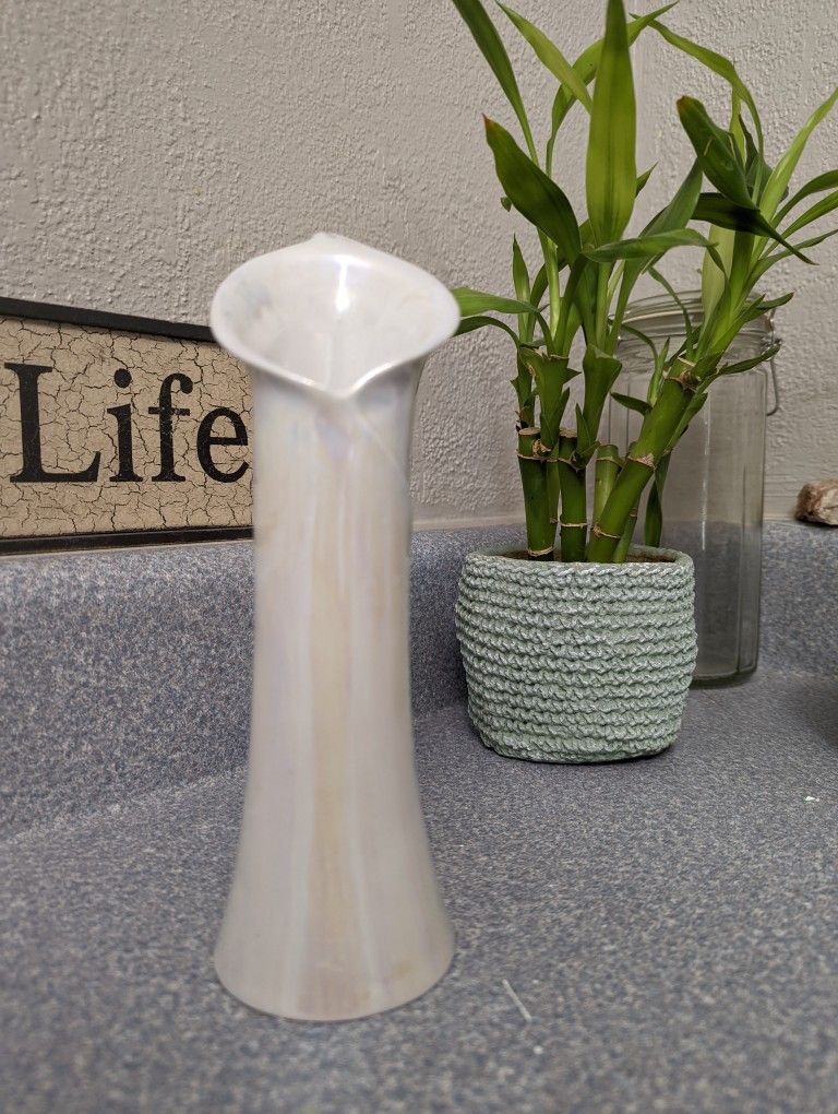 Vintage Iridescent Vase, Calla Lily Shaped Vase
