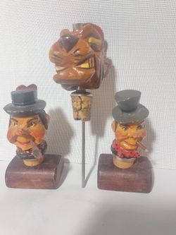 Vintage Novelty Figural Bottle Stoppers Set of 3