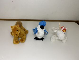 Set of 3 Ty Original Beanie Babies – Mystic, Rocket & Niles – Pre-Owned