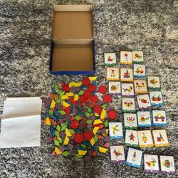 Wooden Pattern Blocks Set Geometric Shape Puzzles 
