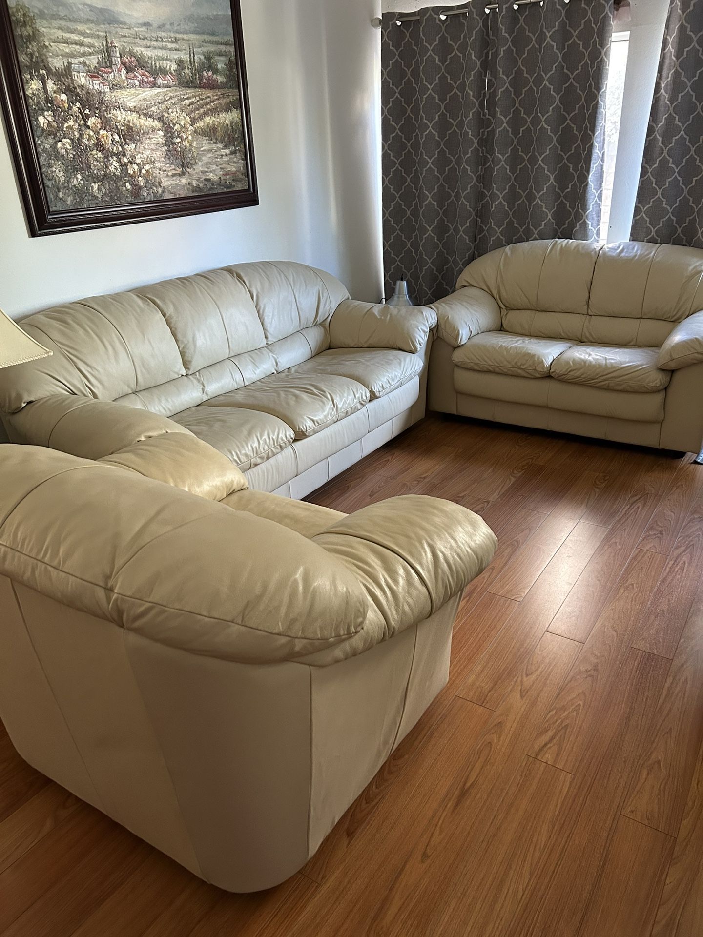 Natuzzi Leather Sofa Set For Sale