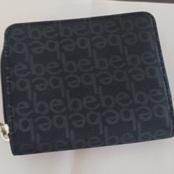 BeBe Nylon Zip Around Wallet Clutch Black~Card/Cash/Change