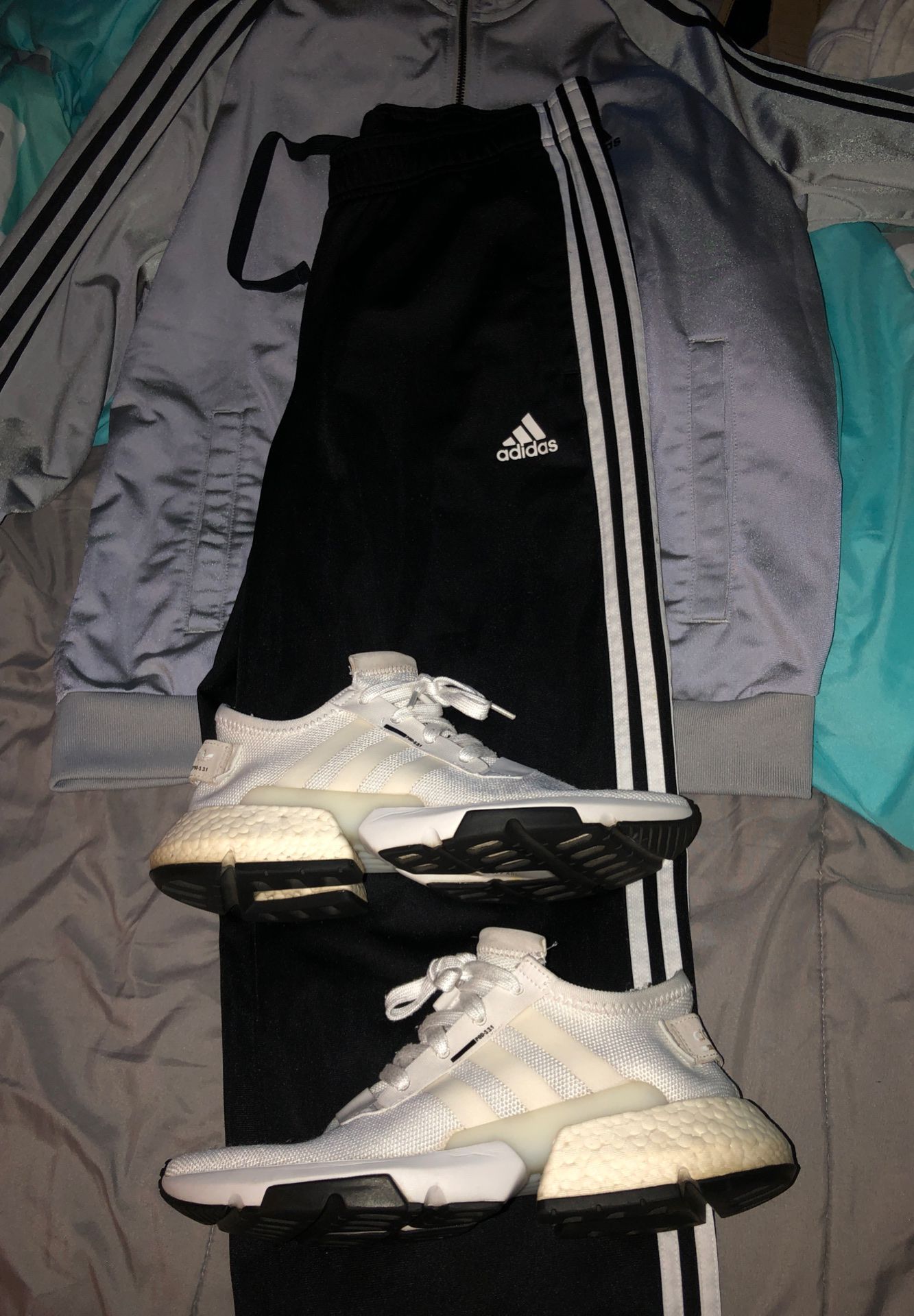 Adidas Tracksuit (M) and Adidas POD Shoes (Size 9)