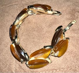 Vintage Amber Stone Link Bracelet