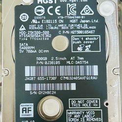 HGST HTS545050A7E362 500GB 2.5" SATA HDD For Parts Only
