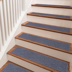 15-Pack Non-Slip Stair Treads for Wooden Steps–9"x28"with Self-Adhesive Backing