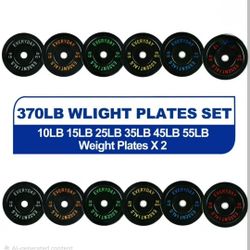 Brand New Boxed, Full Set Rubber Coated Olympic Bumper Plates