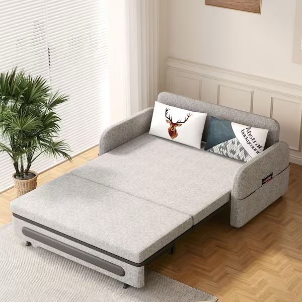 59 in. Grey Full Size Fabric Sofa Bed, Cotton Blend (retail $580)