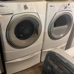 Frontload on Barestool Whrpool, washer and dryer