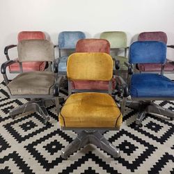 Velvet MCM Tanker Desk Chairs by Chromcraft