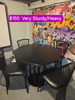 Black Dining Table Set with 4 Chairs