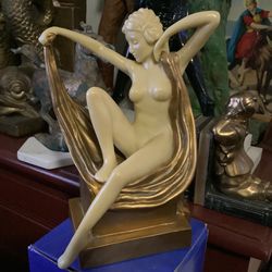 Vintage Art Deco Nude Lady Female Statue