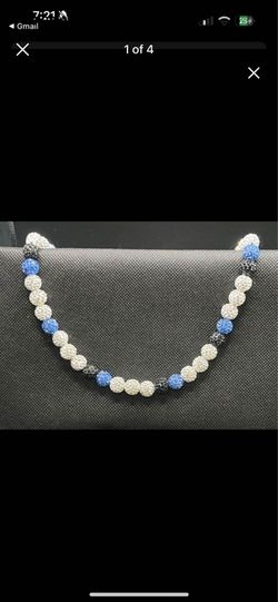 Original Polyanna Necklaces (2) - Baseball Drip - Blues/White/Black - 18” & 16”