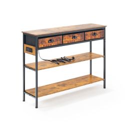 Homy Casa RENNA 43.3" W x 11.8" D x 31.5" H Standing Shelf with Drawers and Power Strip