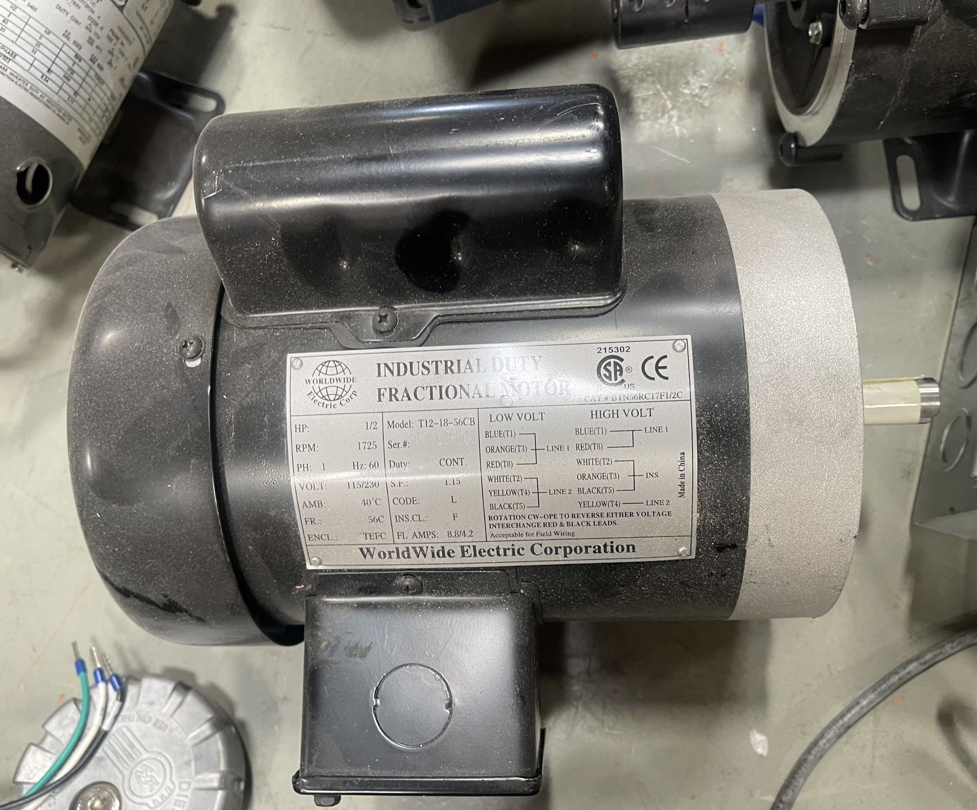 Industrial duty Fractional Motor Worldwide Electric T12-18-56CB