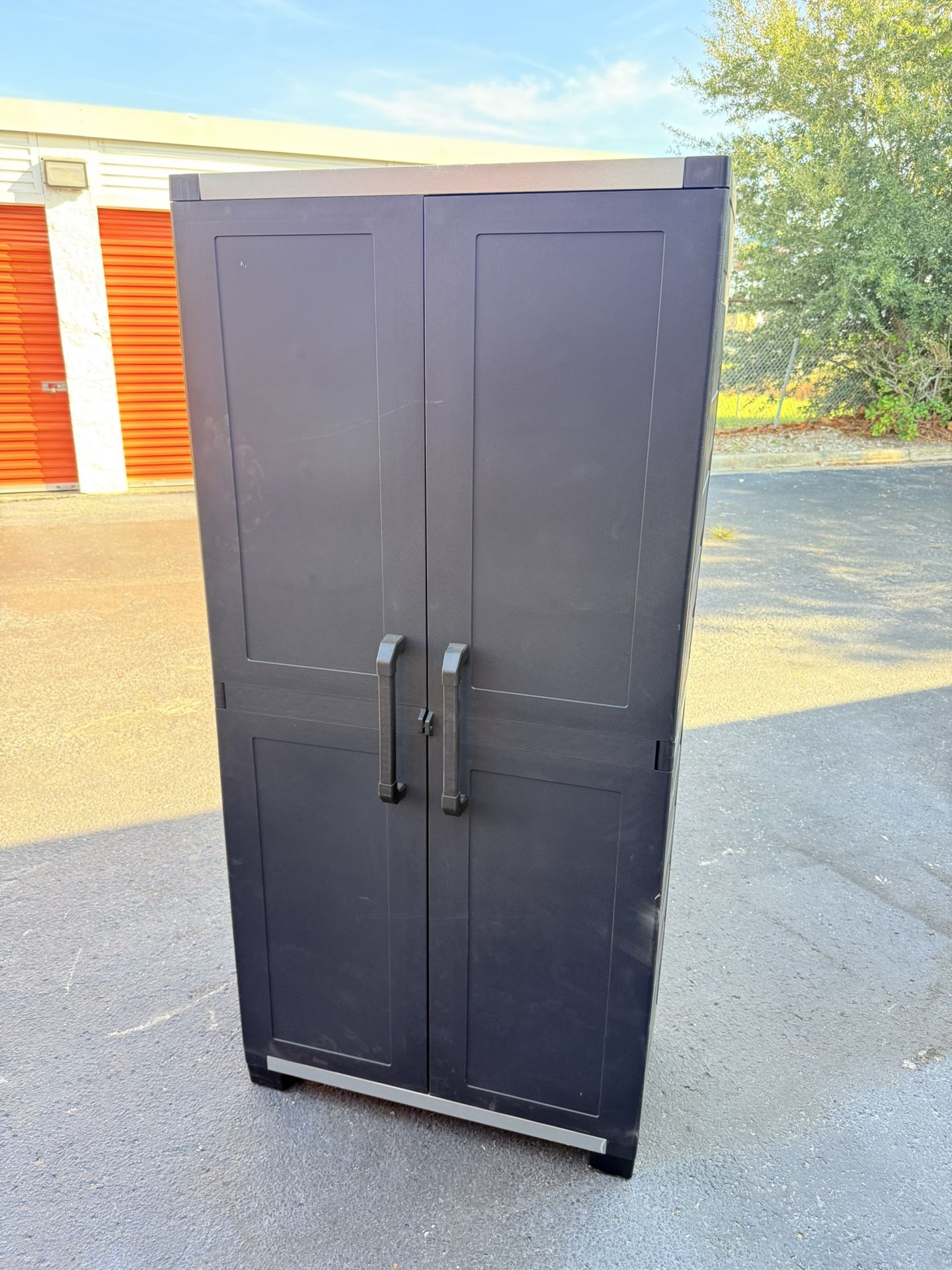 Keter Premium One 35-in W x 74-in H x 18.5-in D Freestanding Plastic Garage Cabinet in Black