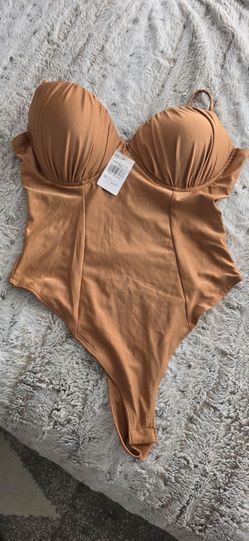 Tan Underwire Thong Bodysuit with Tags