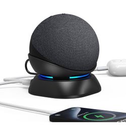 HomeMount Versatile Charging Stand - Convenient Charging Solution for Your Mobiles Earbuds and Echo Dot (4th/5th Gen, 2020/2022 release) (BLACK)