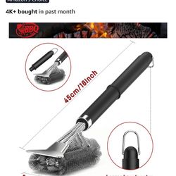 Grill Brush with Scraper – 18” Adjustable Handle BBQ Cleaner for Outdoor Grill, Gas, Charcoal & Smoker