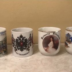 4 Gold Rim Wien Vienna Austria Porcelain White Coffee Tea Mugs