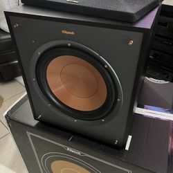 Klipsch R 100SW Subwoofer 10” A Green Light In Front When Turned On 