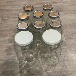 10 Wide Mouth Glass Jar With Lid (2)One Gallon (8) 64 oz Glass Jar