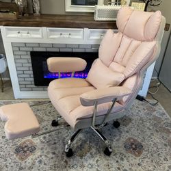LIKE NEW**Efomao PINK Big and Tall Office Chair 400LBS -Heavy Duty Executive Office Chair w/Footrest